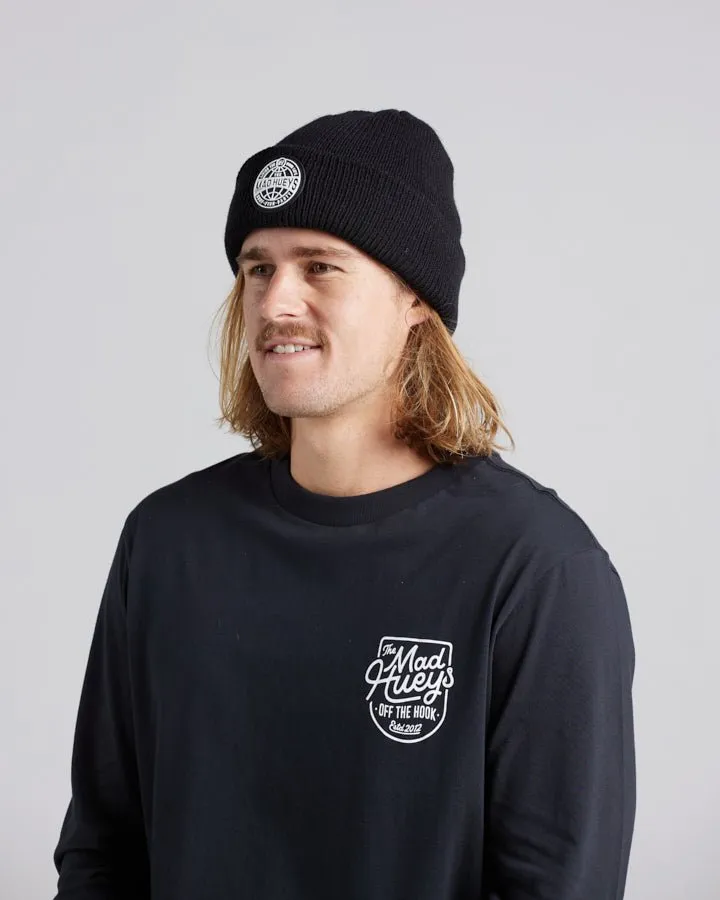 HUEYS GLOBAL  BEANIE - BLACK