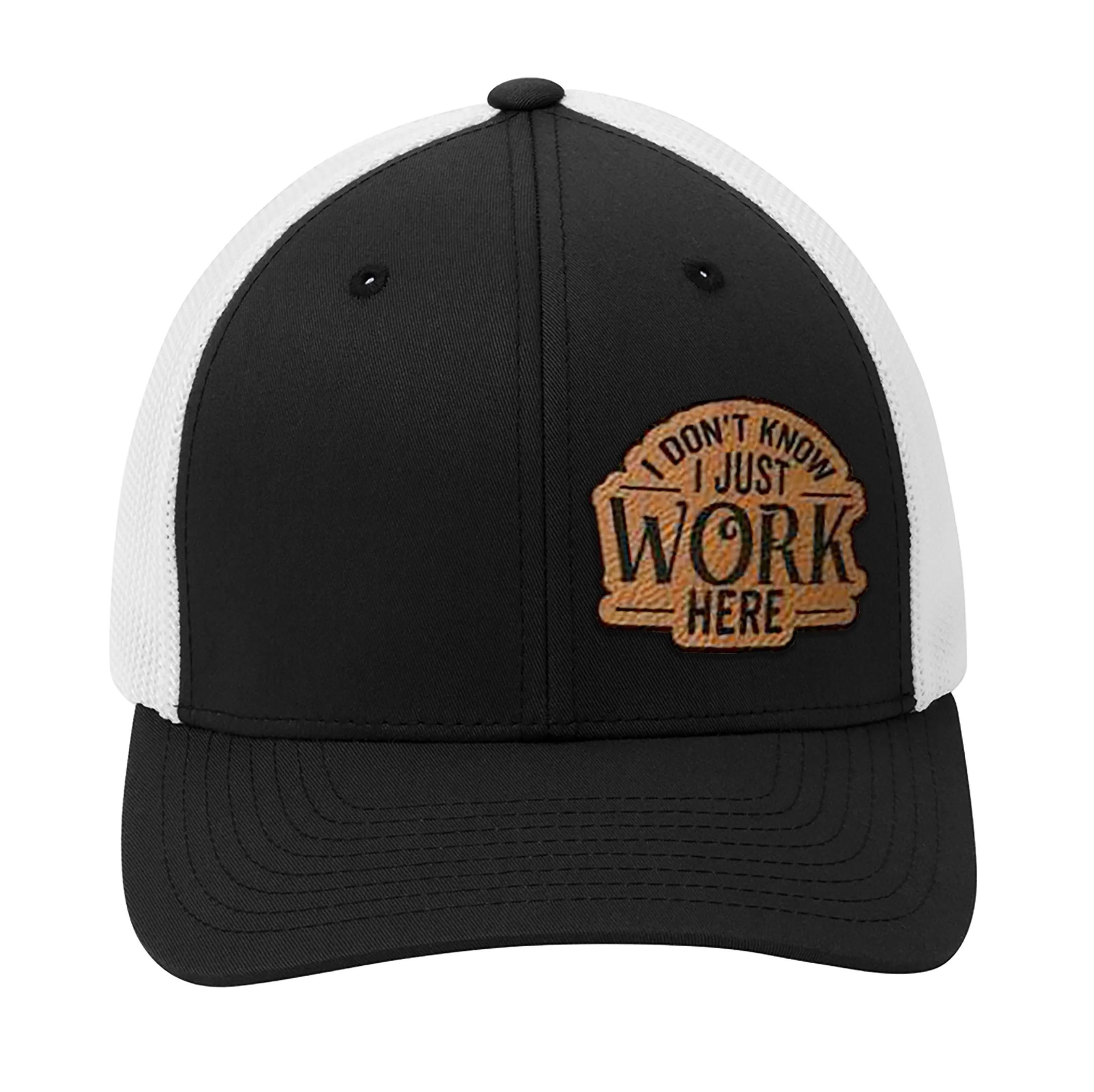 I Don't Know I Just Work Here Leather Patch Hat
