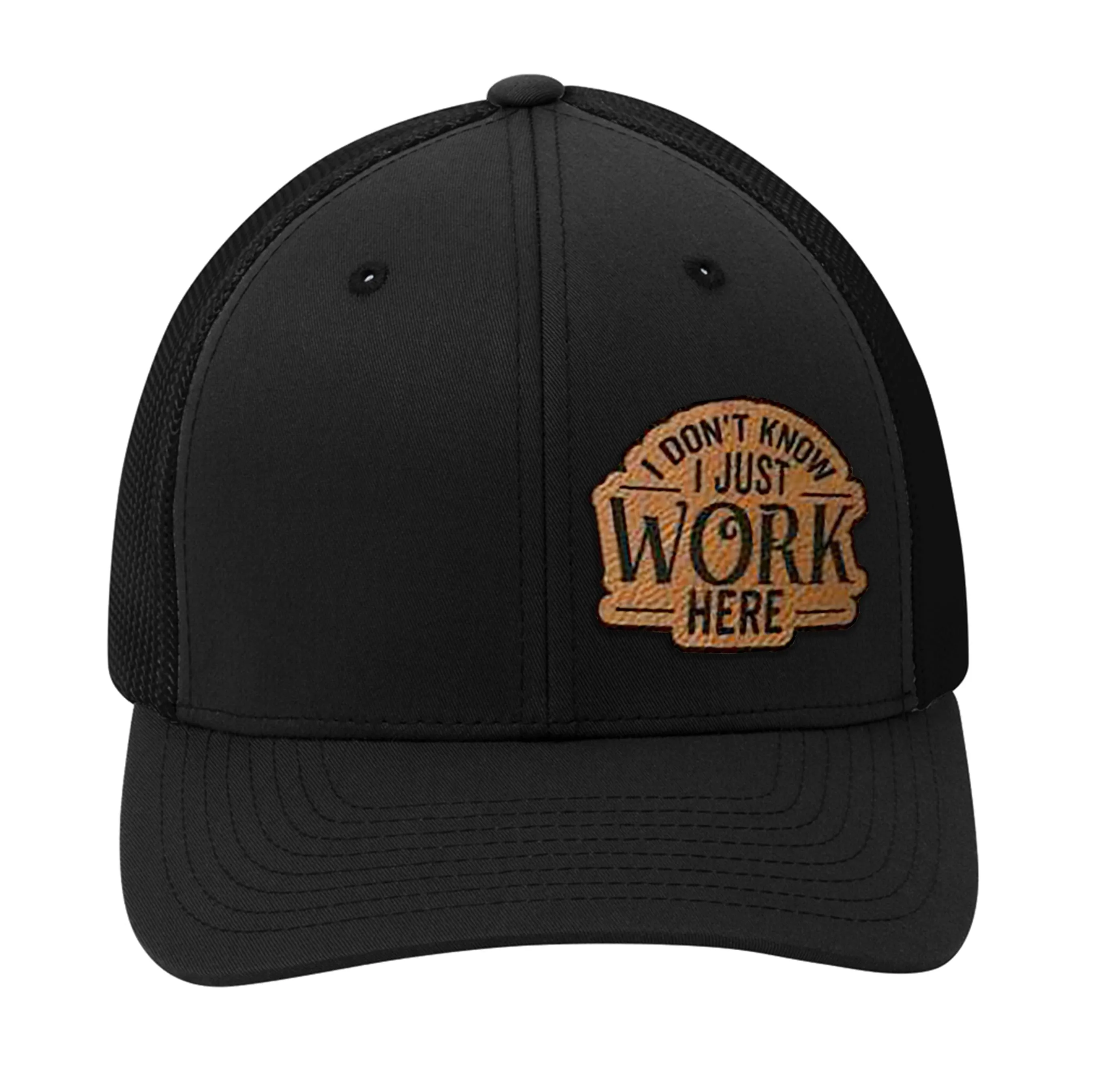 I Don't Know I Just Work Here Leather Patch Hat