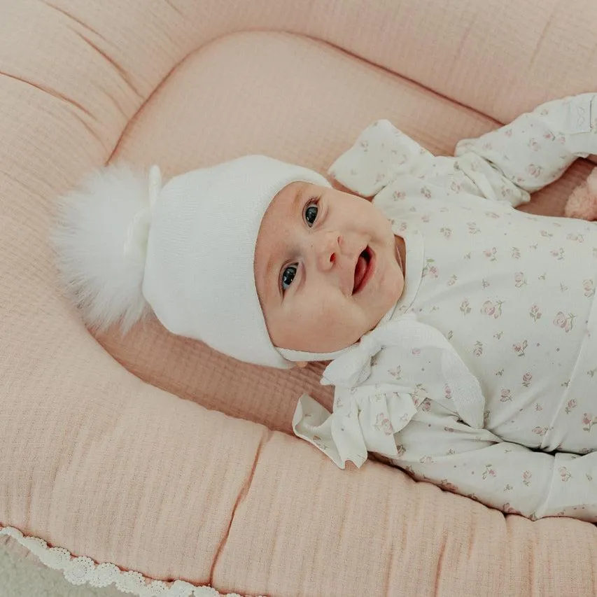 Jamiks Amor Wings Faux Fur Pom Hat - White