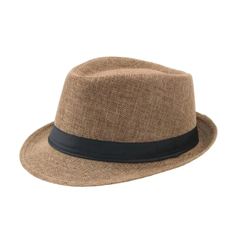 Jazz Hat Men Women Straw Hat Summer Beach Sun Hats Top Cap Fedoras Ribbon Casual Cowboy Jazz Cap Gangster Cap Unisex Panama Hat