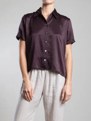 Lynn Shirt in Vintage Satin - Raisin