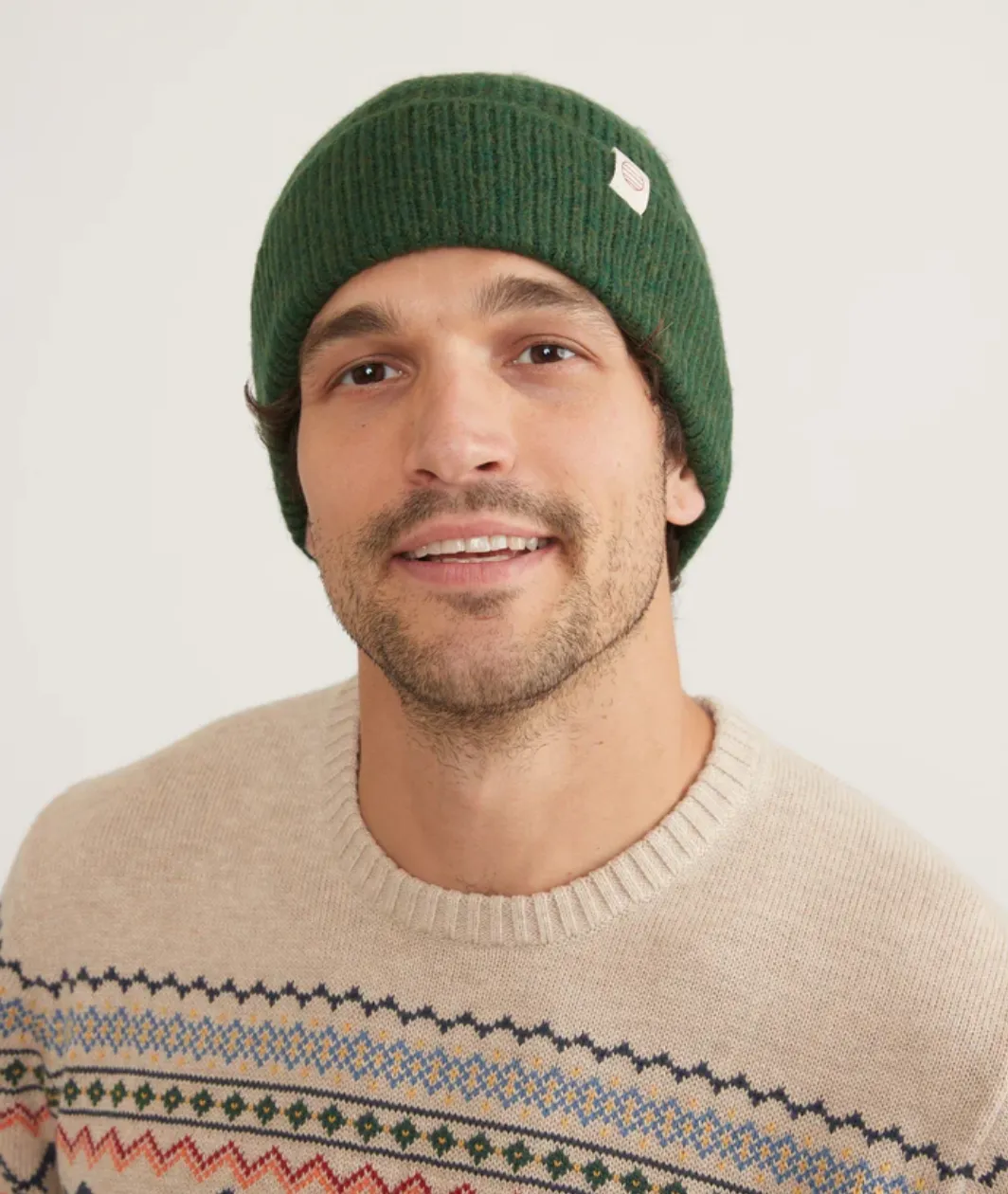 Marine Layer Porter Knit Beanie in Green Heather