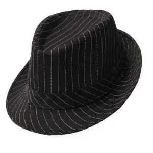 Men Women Cotton Fedoras Trilby Hat Bonnet Roll Brim Striped Cap
