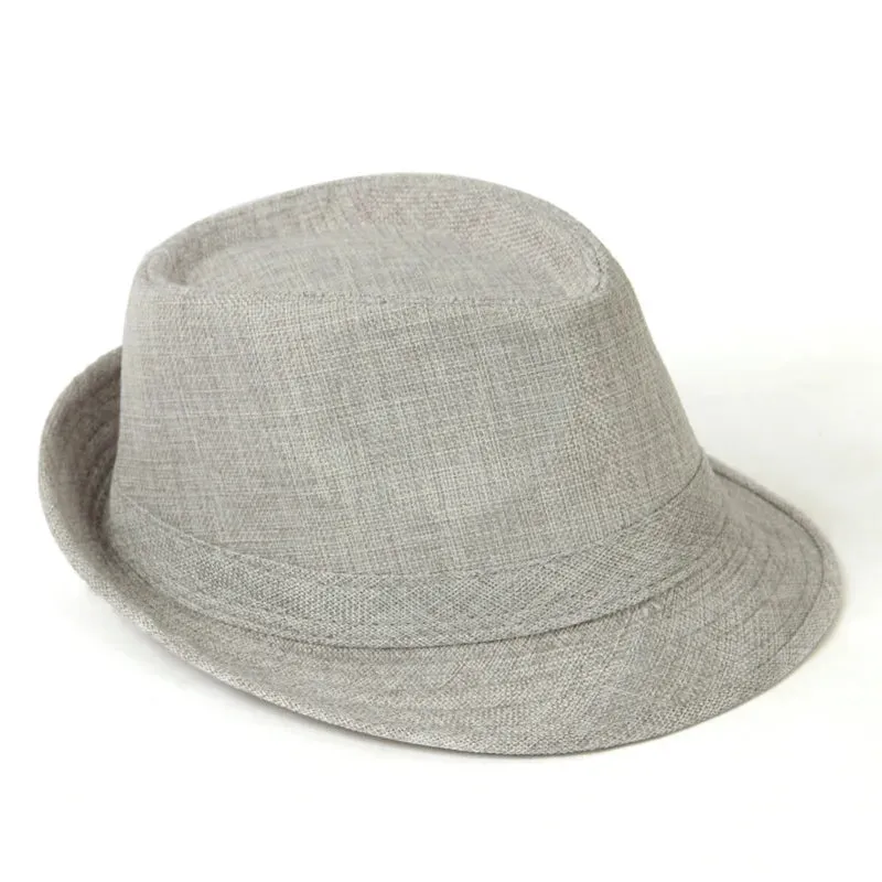 Men's Fedora Jazz Cotton Linen Solid Color Hat Summer Retro Bowler Hats Unisex Outdoor Chapeau  Bowler Hats Beach Cap