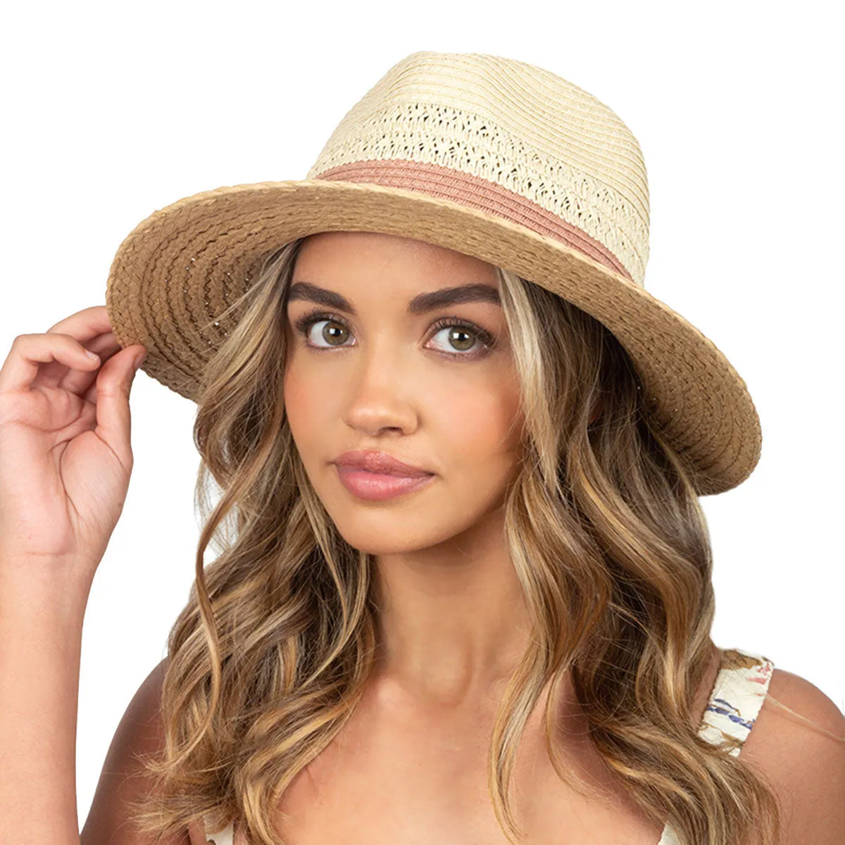 Mixed Straw Braided Fedora