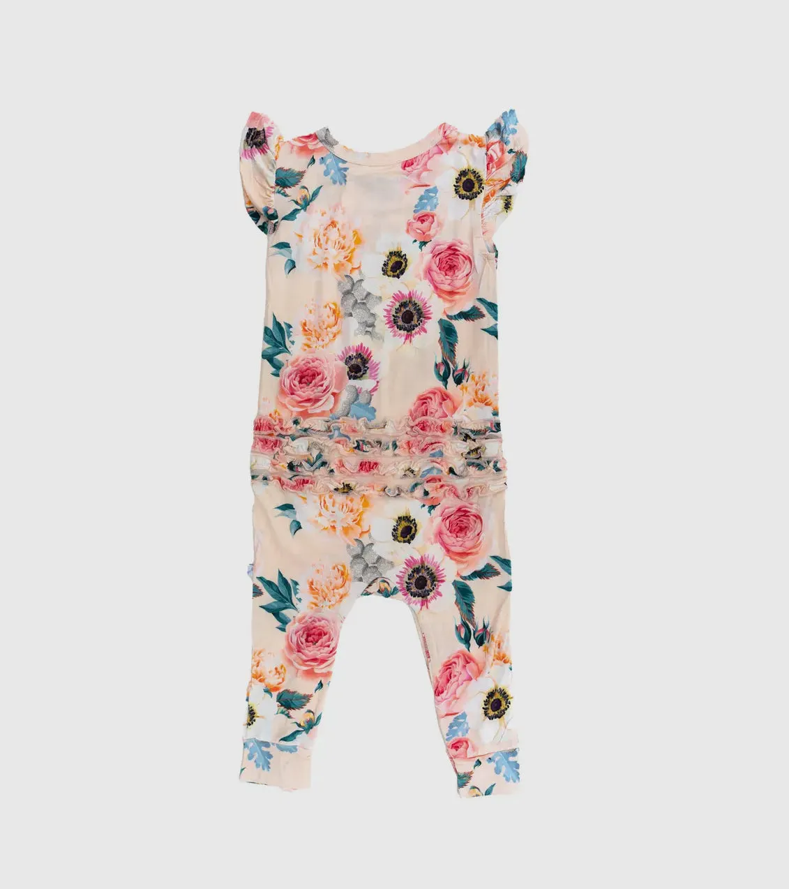 Mountain Peony Flutter Sleeve Romper Bamboo