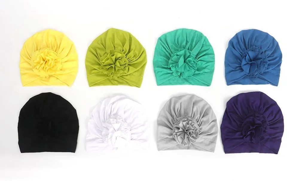 New Fashion Elegant Flower Baby Hat Newborn Elastic Baby Turban Hats for Girls In Modern Design