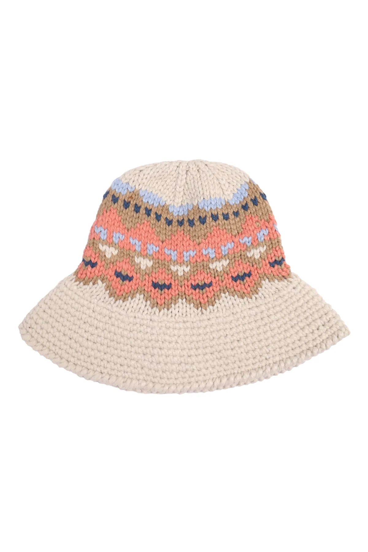NORDIC PATTERN KNITTED BUCKET HAT