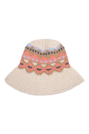 NORDIC PATTERN KNITTED BUCKET HAT