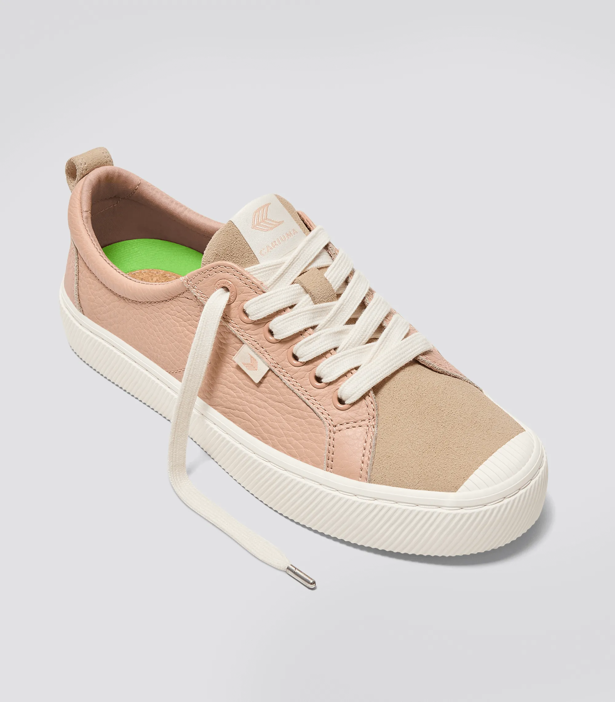 OCA Low Beige Premium Leather Nude Suede Sneaker Women