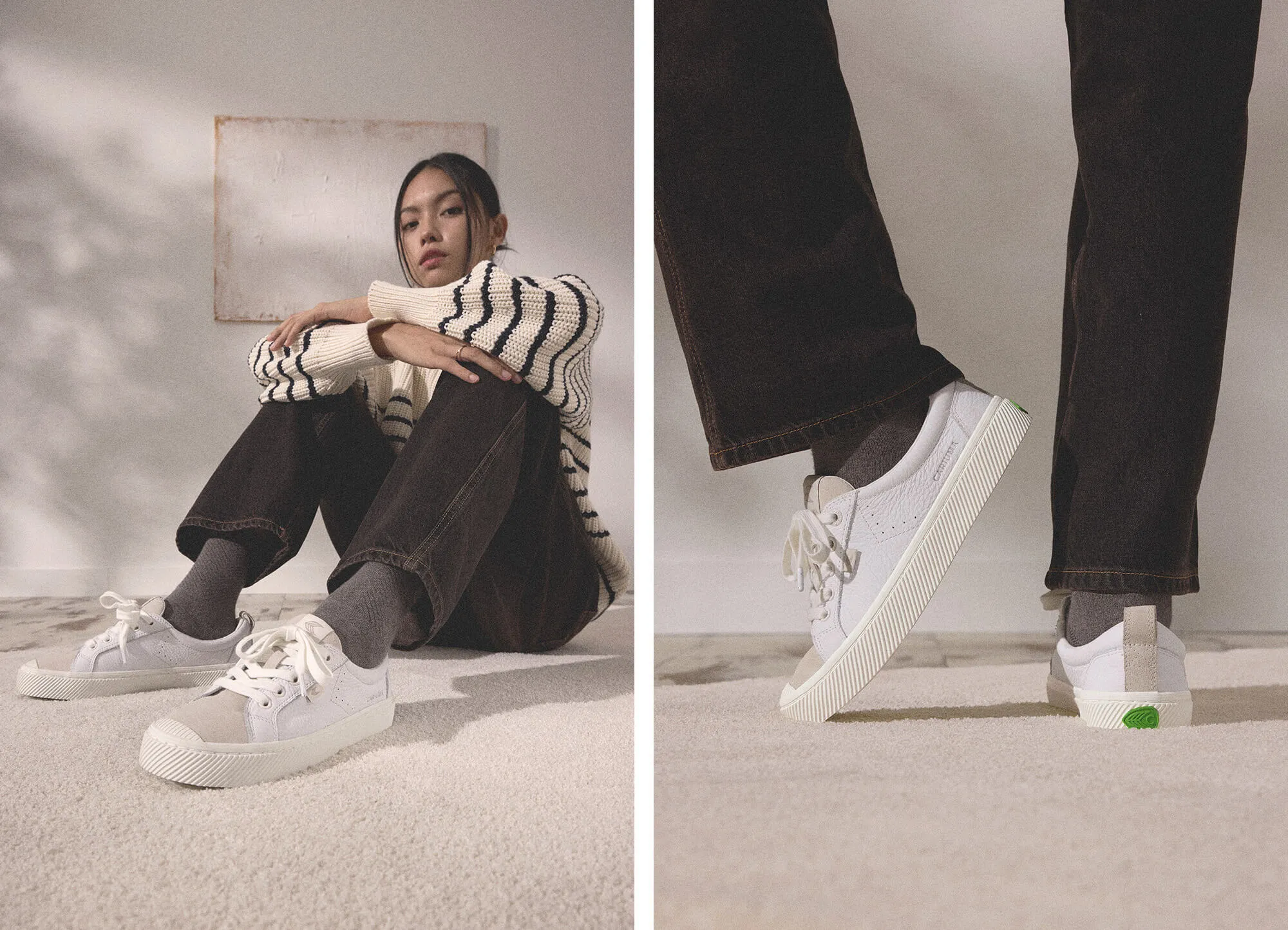 OCA Low Beige Premium Leather Nude Suede Sneaker Women