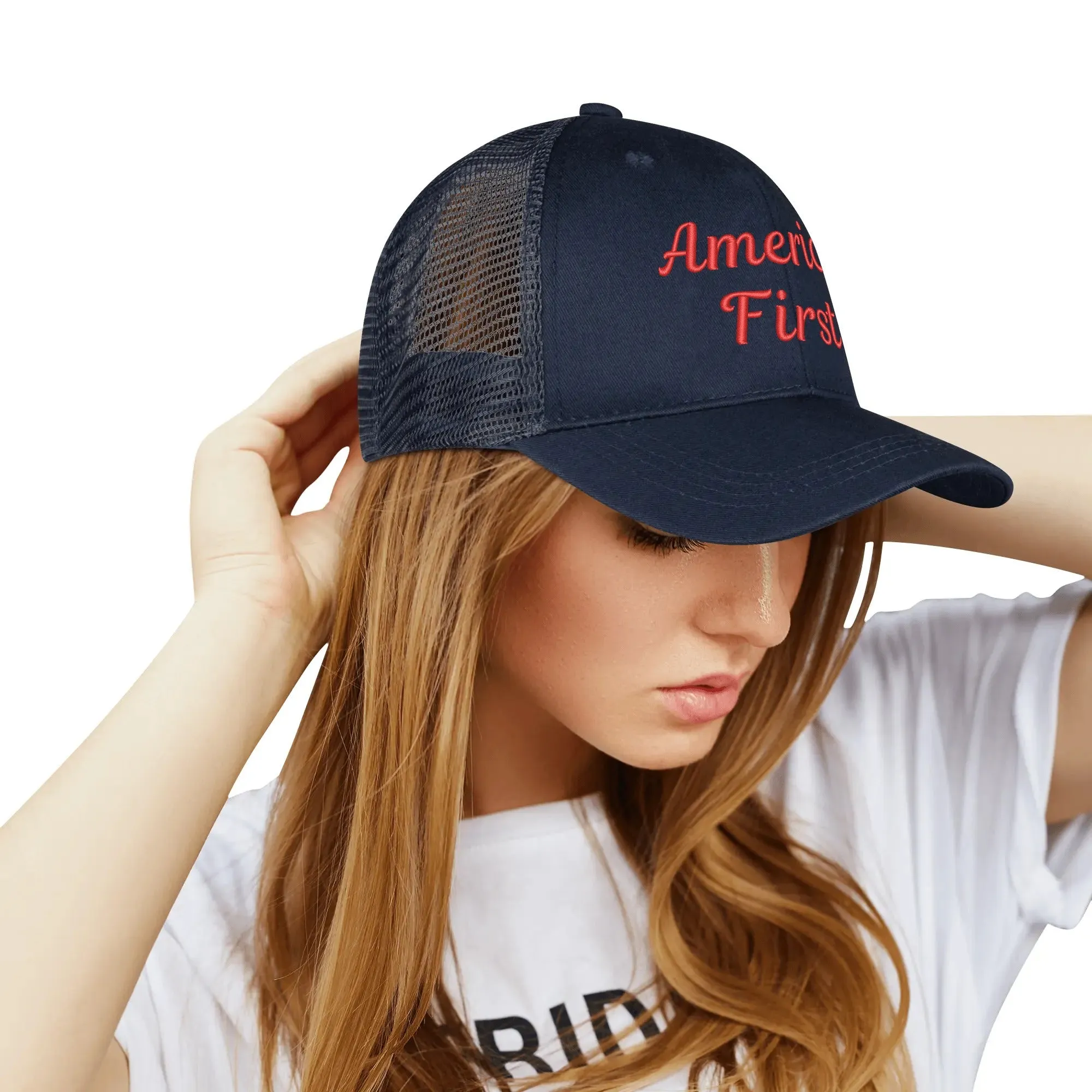 Patriotic Embroidered Trucker Hat