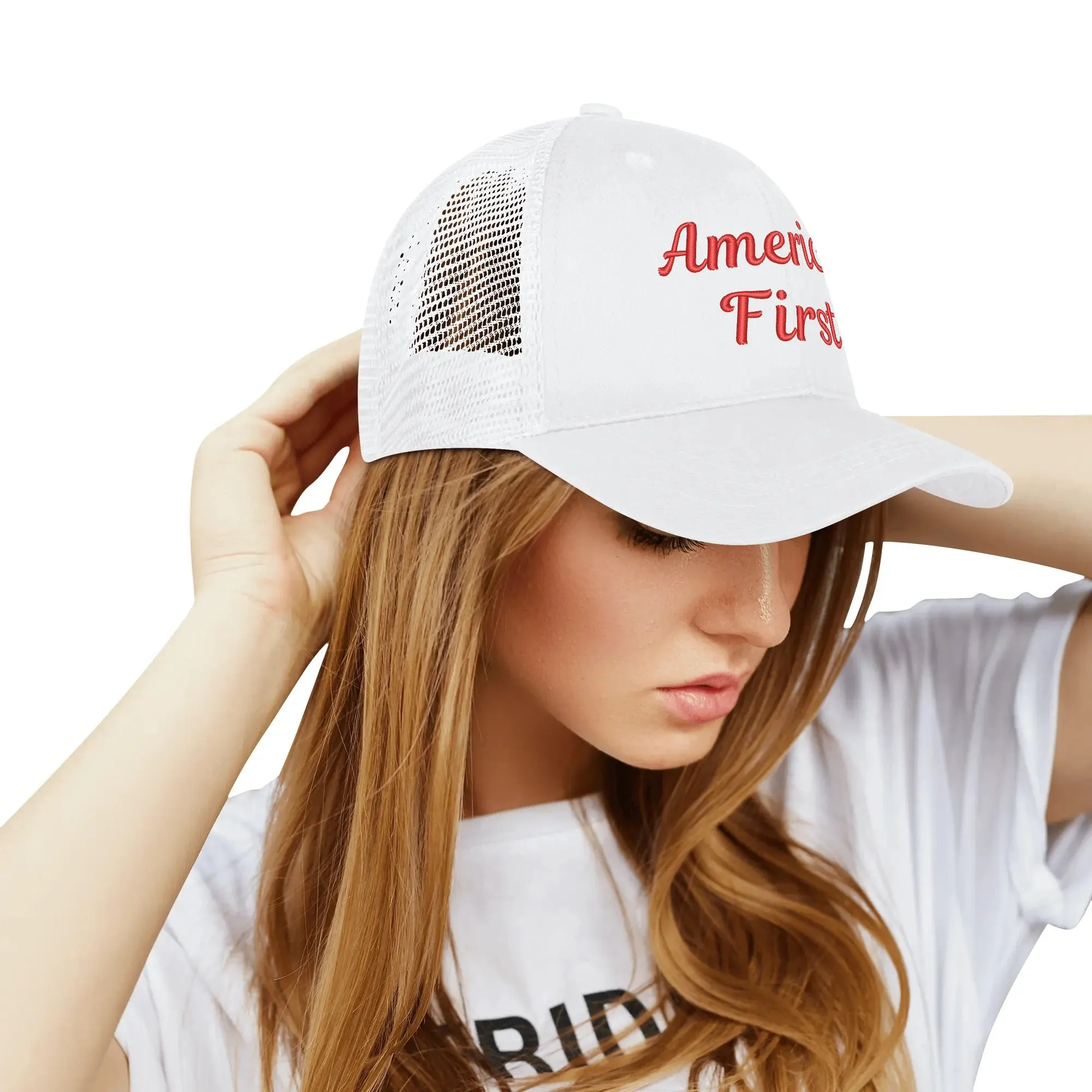 Patriotic Embroidered Trucker Hat