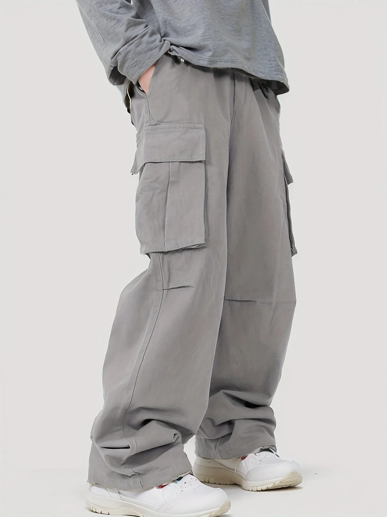 realaiot Pocket Men's Straight Leg Cargo Pants, Loose Casual Outdoor Pants, Mens Work Pants For Hiking