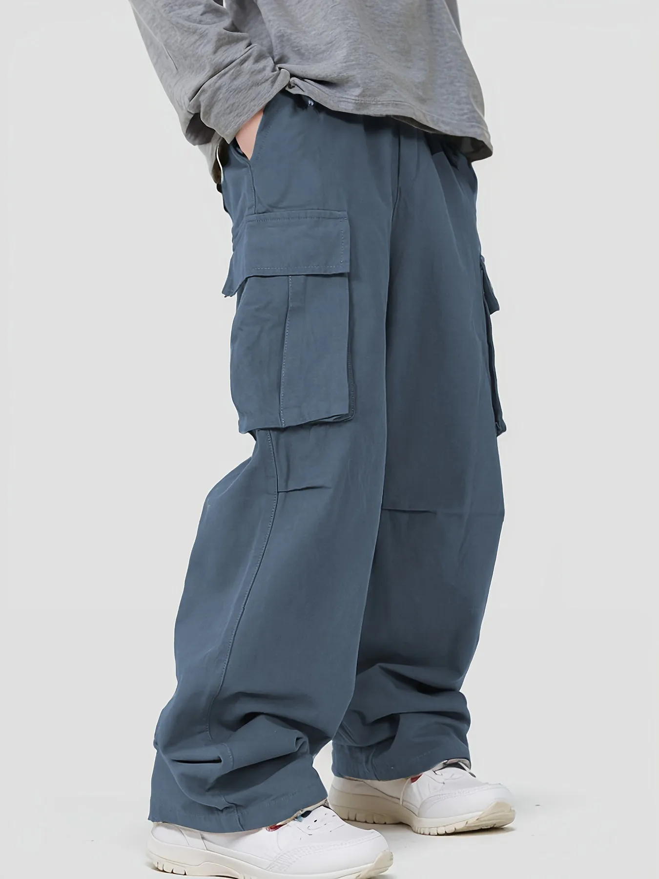 realaiot Pocket Men's Straight Leg Cargo Pants, Loose Casual Outdoor Pants, Mens Work Pants For Hiking