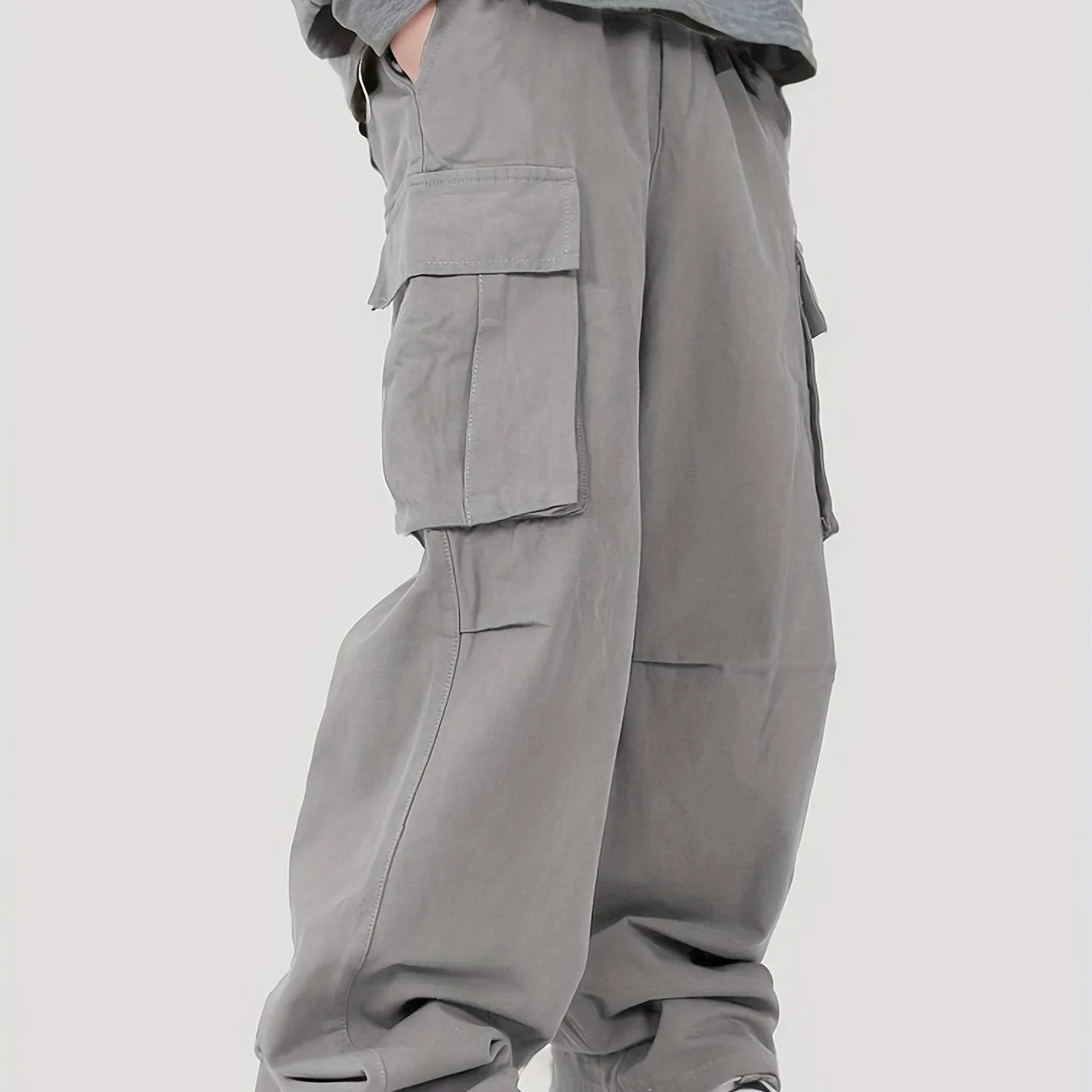 realaiot Pocket Men's Straight Leg Cargo Pants, Loose Casual Outdoor Pants, Mens Work Pants For Hiking