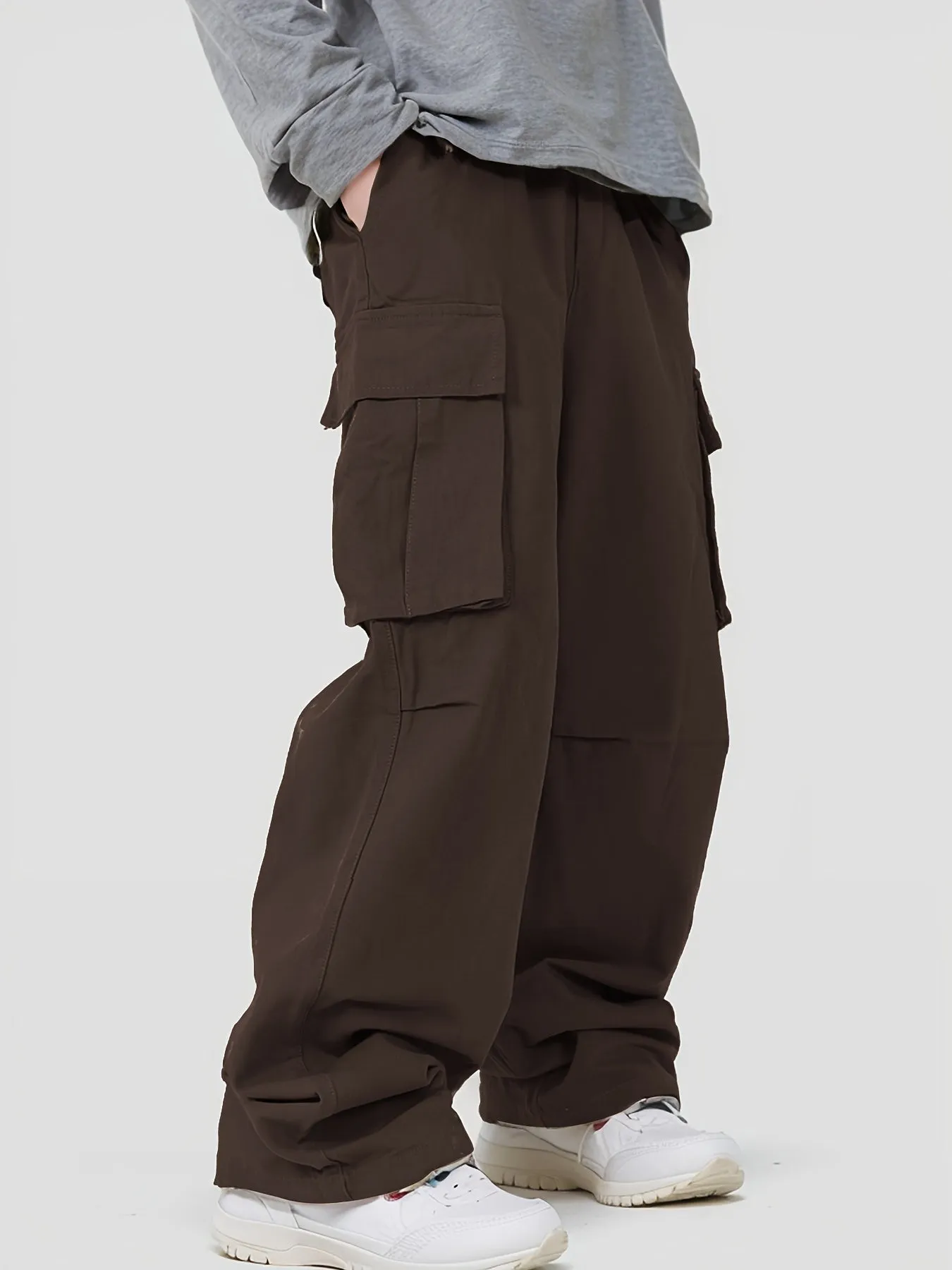 realaiot Pocket Men's Straight Leg Cargo Pants, Loose Casual Outdoor Pants, Mens Work Pants For Hiking