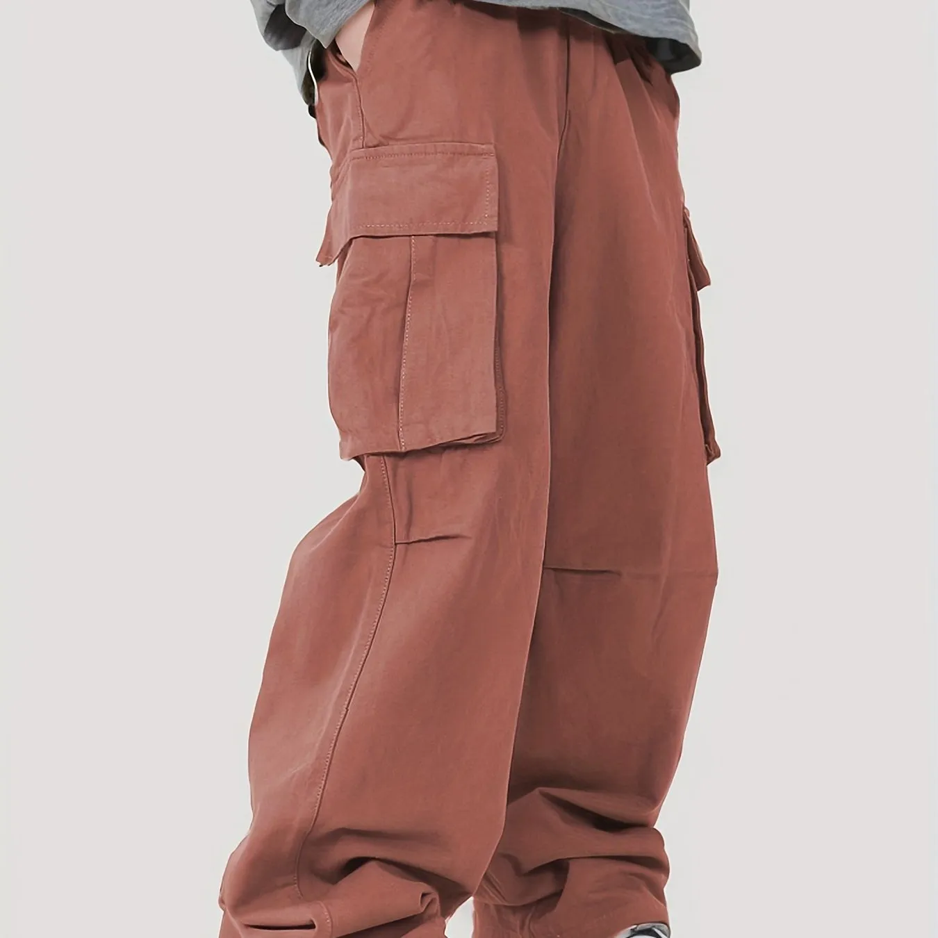 realaiot Pocket Men's Straight Leg Cargo Pants, Loose Casual Outdoor Pants, Mens Work Pants For Hiking