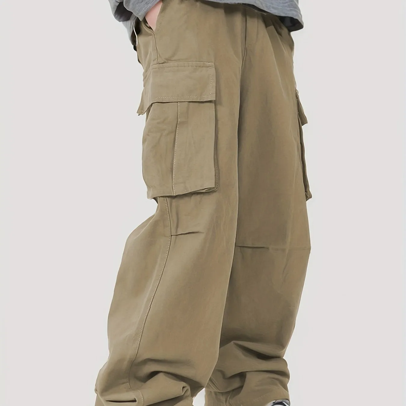 realaiot Pocket Men's Straight Leg Cargo Pants, Loose Casual Outdoor Pants, Mens Work Pants For Hiking