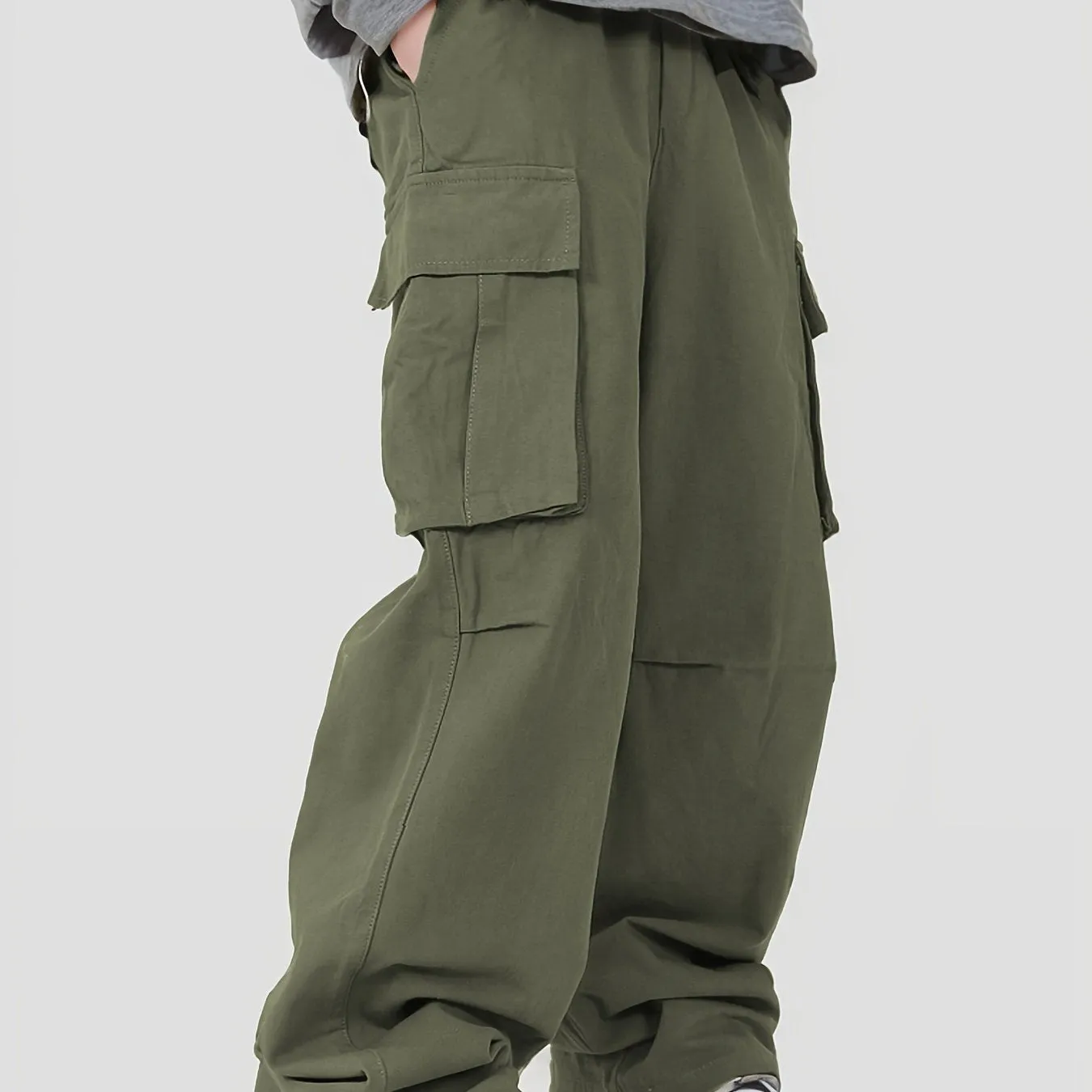 realaiot Pocket Men's Straight Leg Cargo Pants, Loose Casual Outdoor Pants, Mens Work Pants For Hiking