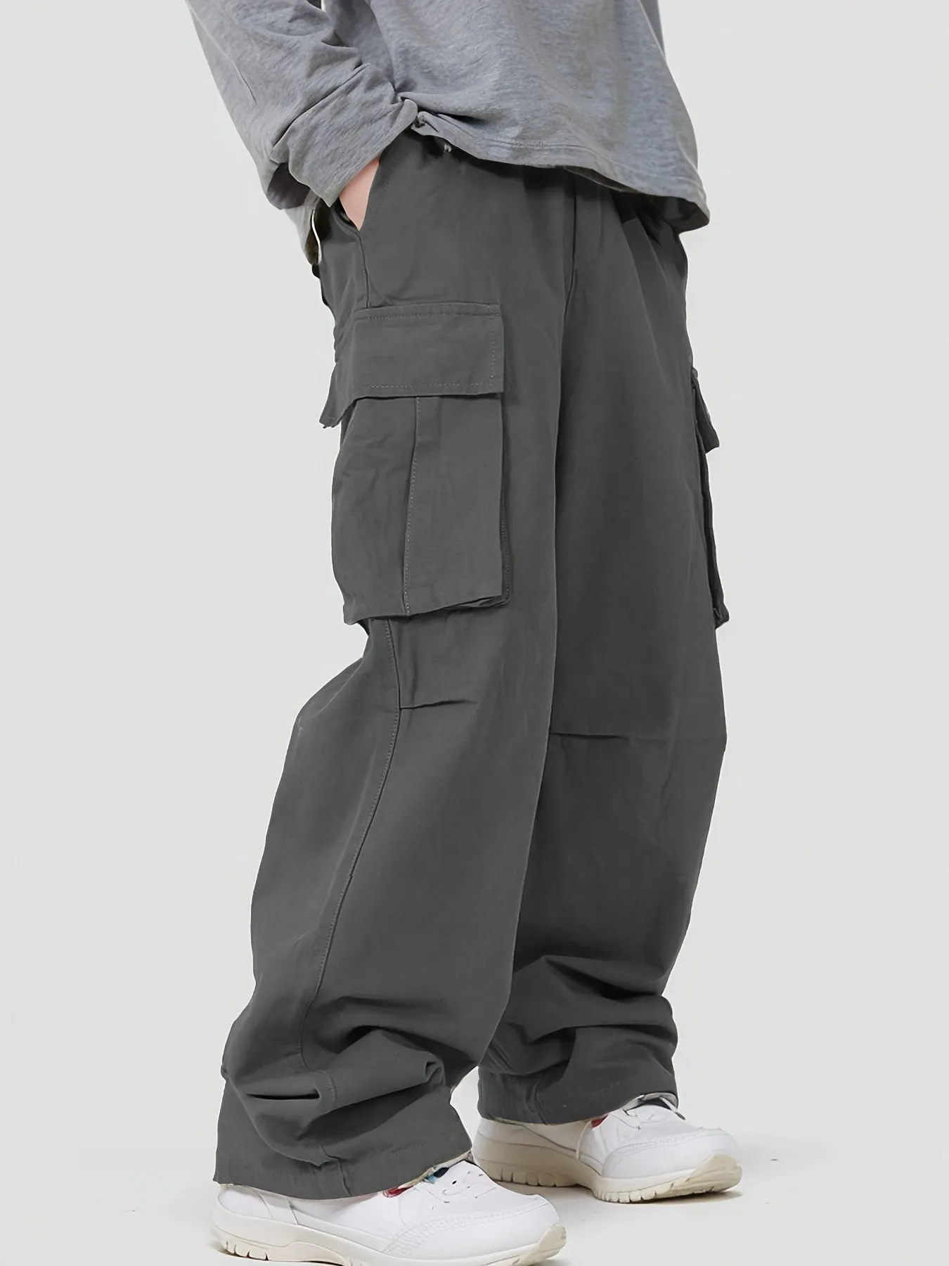 realaiot Pocket Men's Straight Leg Cargo Pants, Loose Casual Outdoor Pants, Mens Work Pants For Hiking