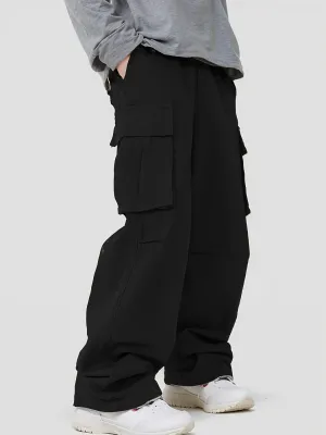 realaiot Pocket Men's Straight Leg Cargo Pants, Loose Casual Outdoor Pants, Mens Work Pants For Hiking