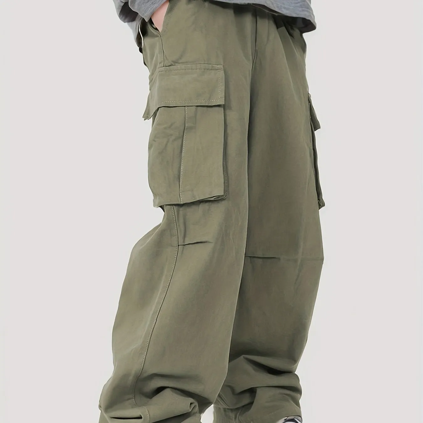 realaiot Pocket Men's Straight Leg Cargo Pants, Loose Casual Outdoor Pants, Mens Work Pants For Hiking