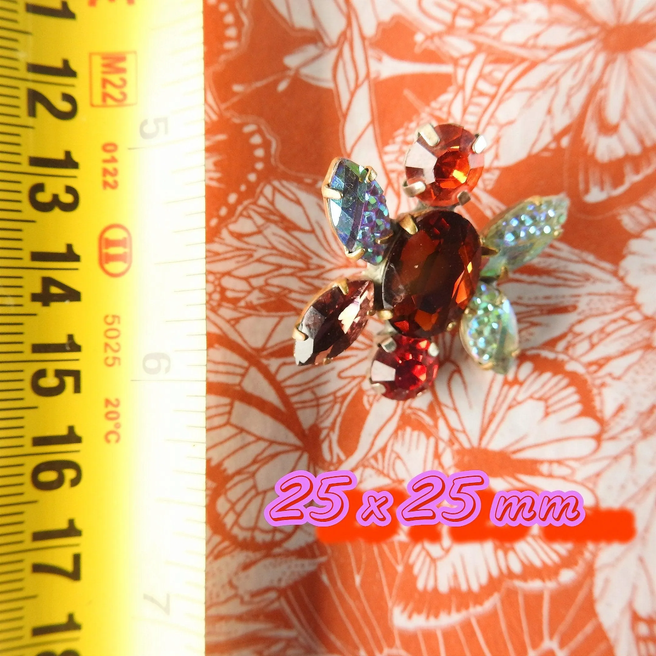 Red glass embellishment button