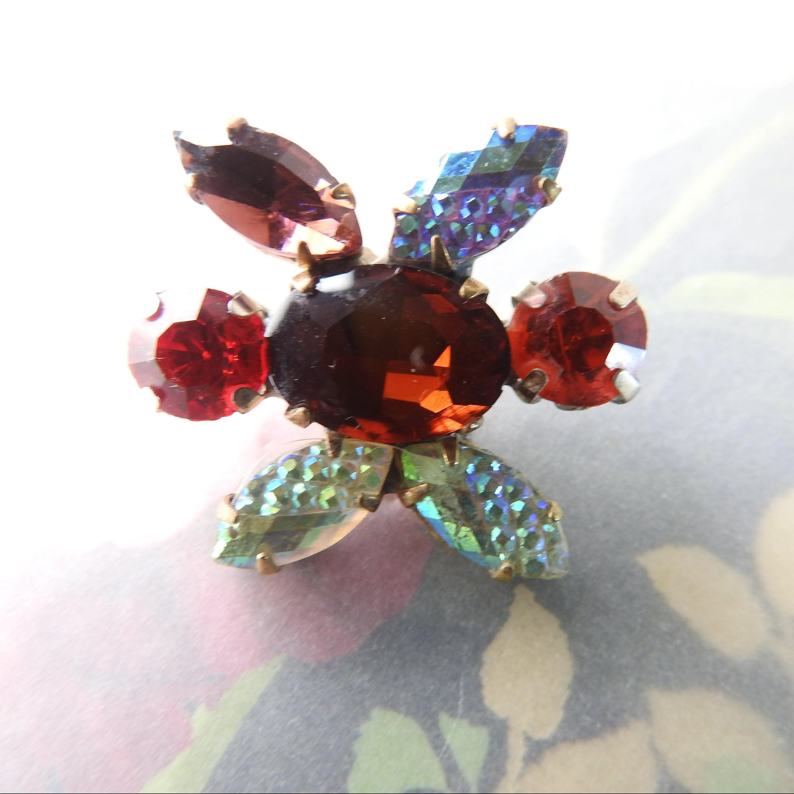 Red glass embellishment button