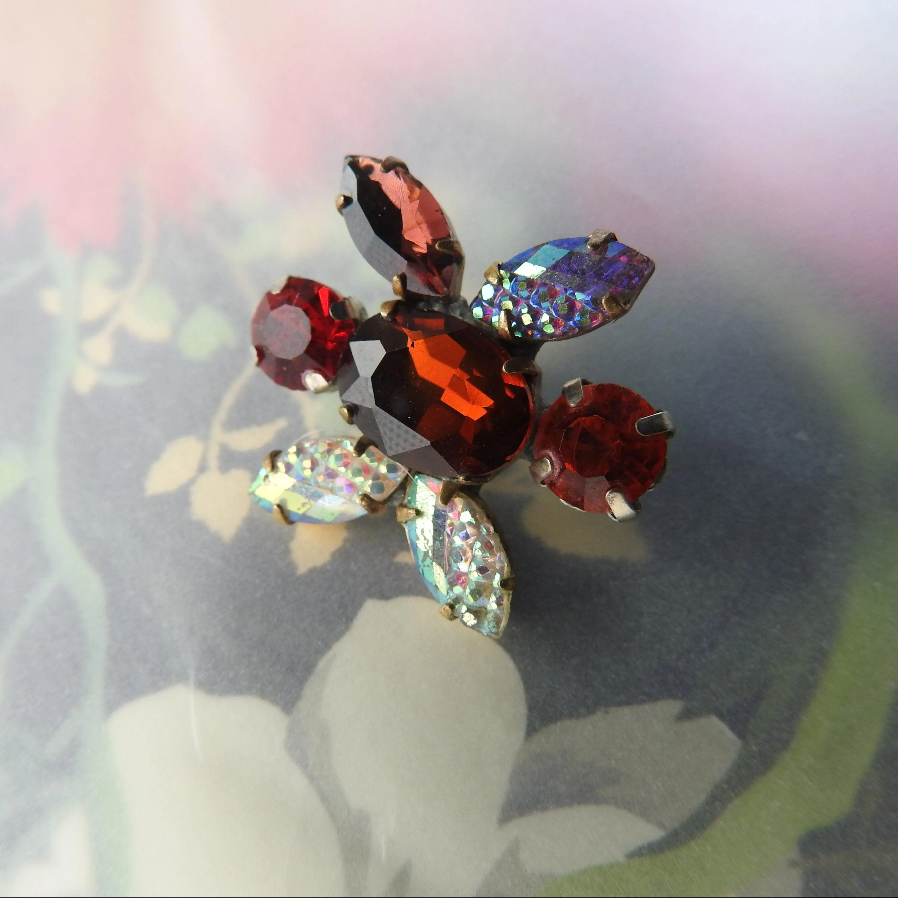 Red glass embellishment button