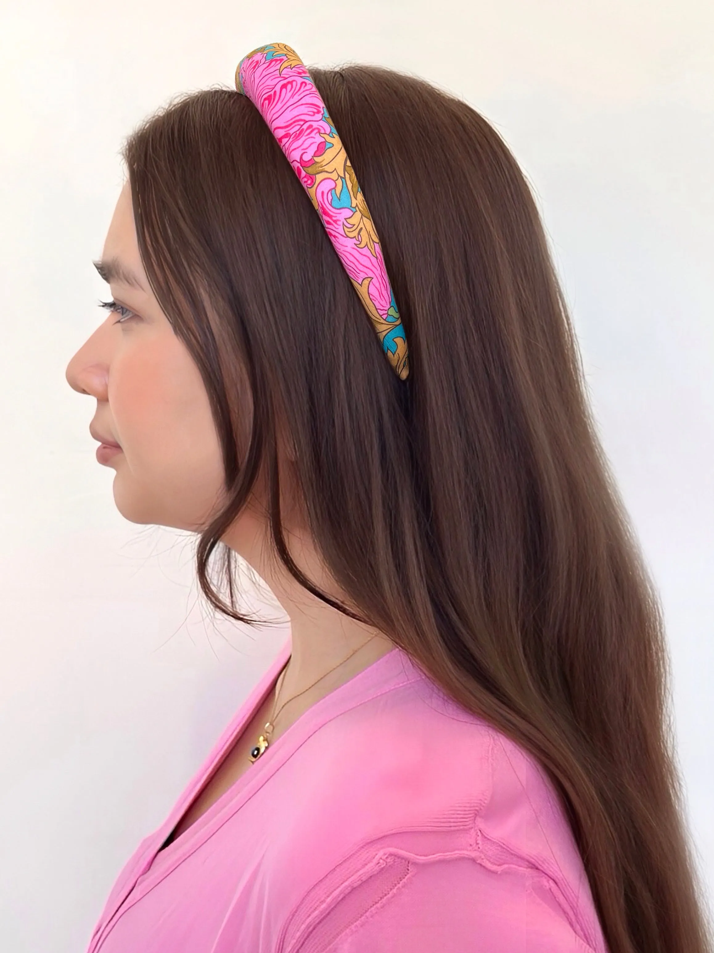 Reverie Pink 3 cm Padded Cotton Headband