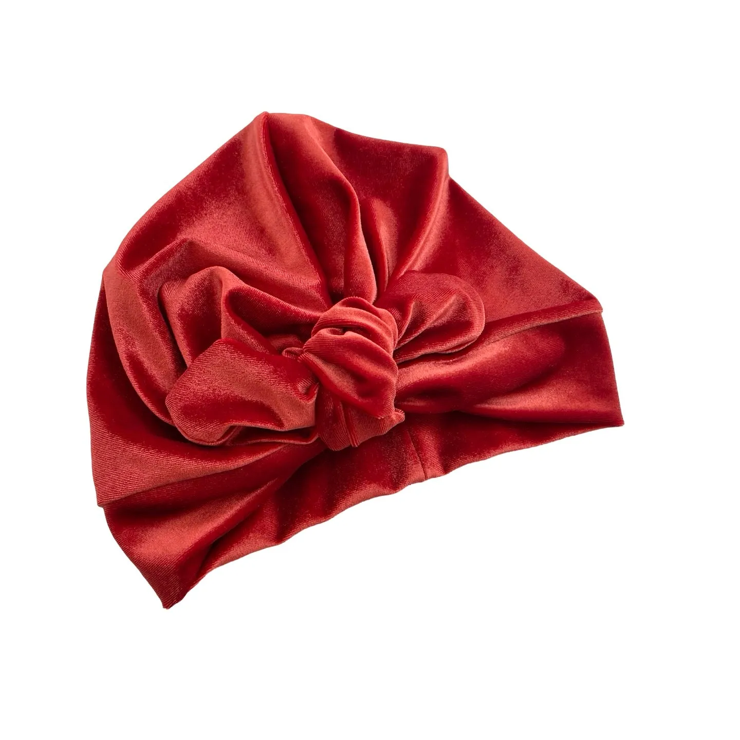 Rust Velvet Turban Hat with a Bow