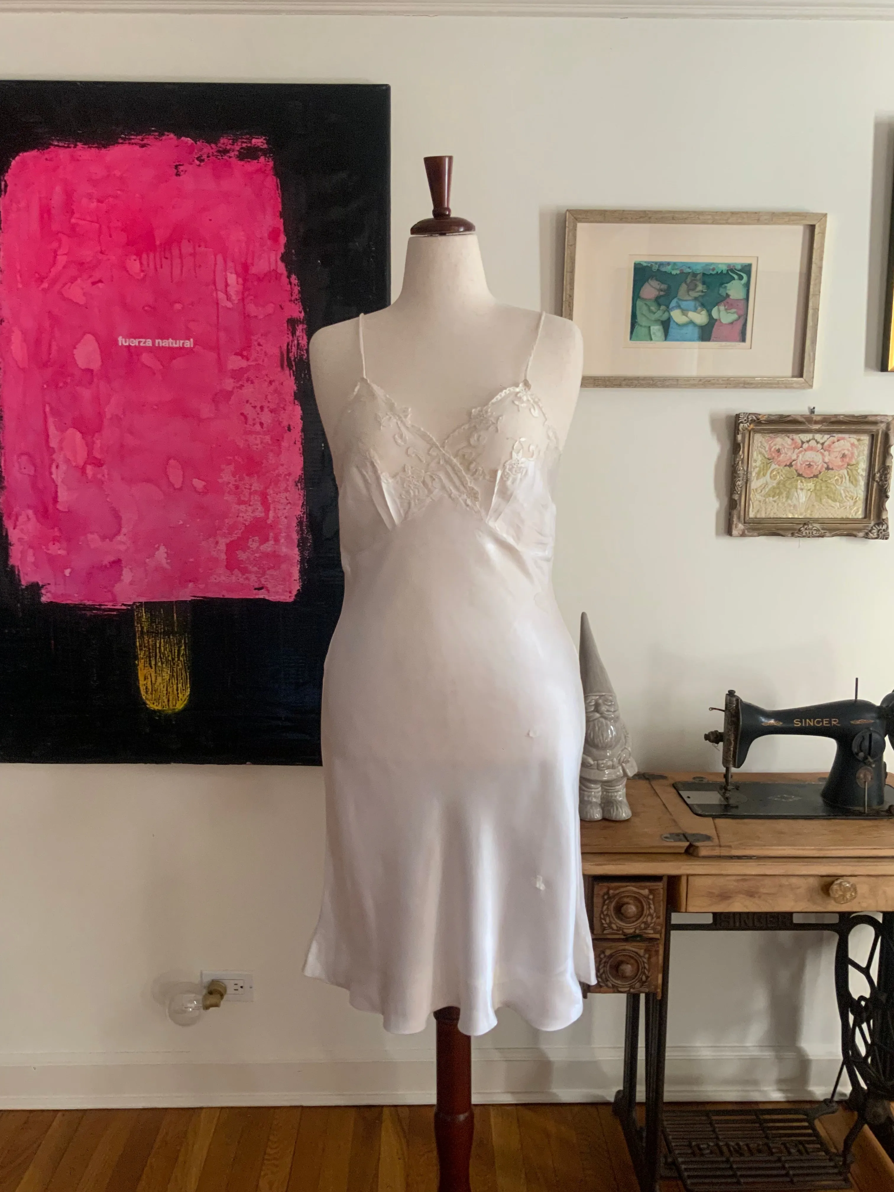 Satin Slip Dress - 70s - 70F
