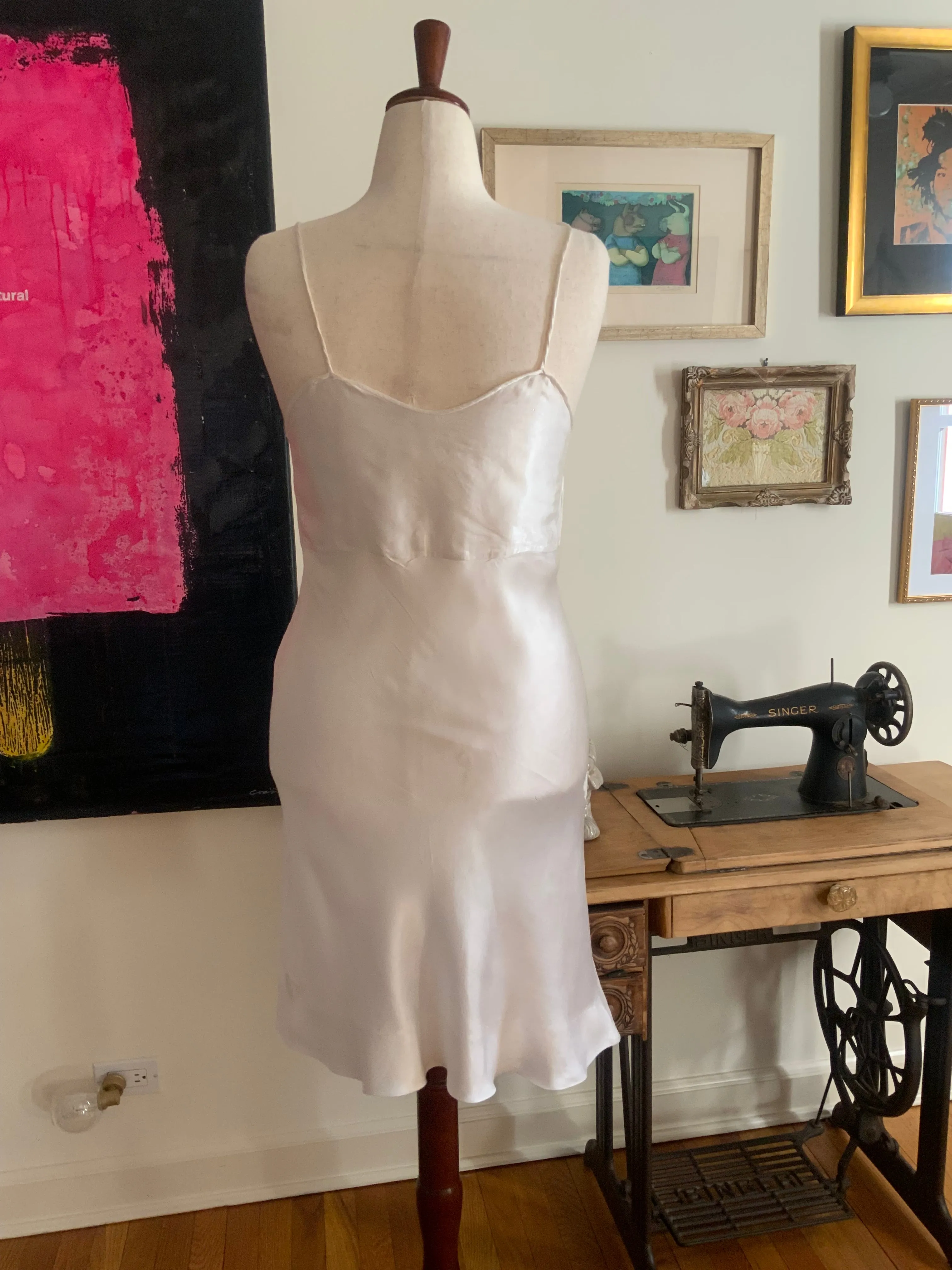 Satin Slip Dress - 70s - 70F
