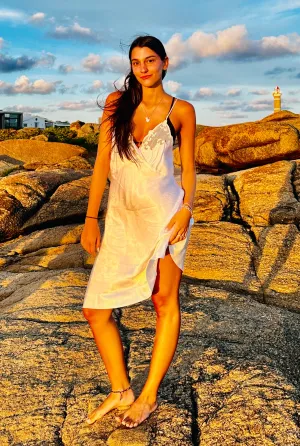 Satin Slip Dress - 70s - 70F
