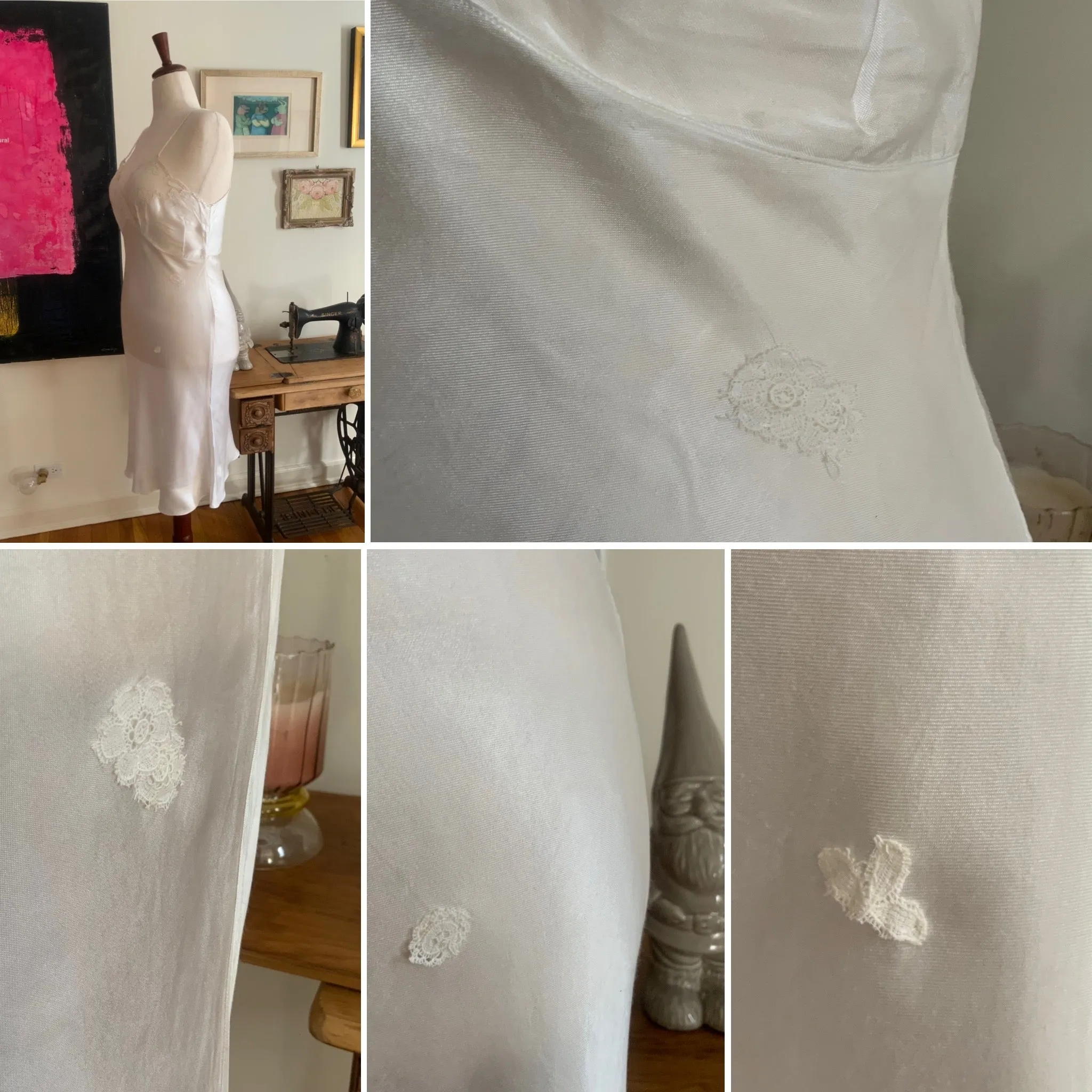 Satin Slip Dress - 70s - 70F