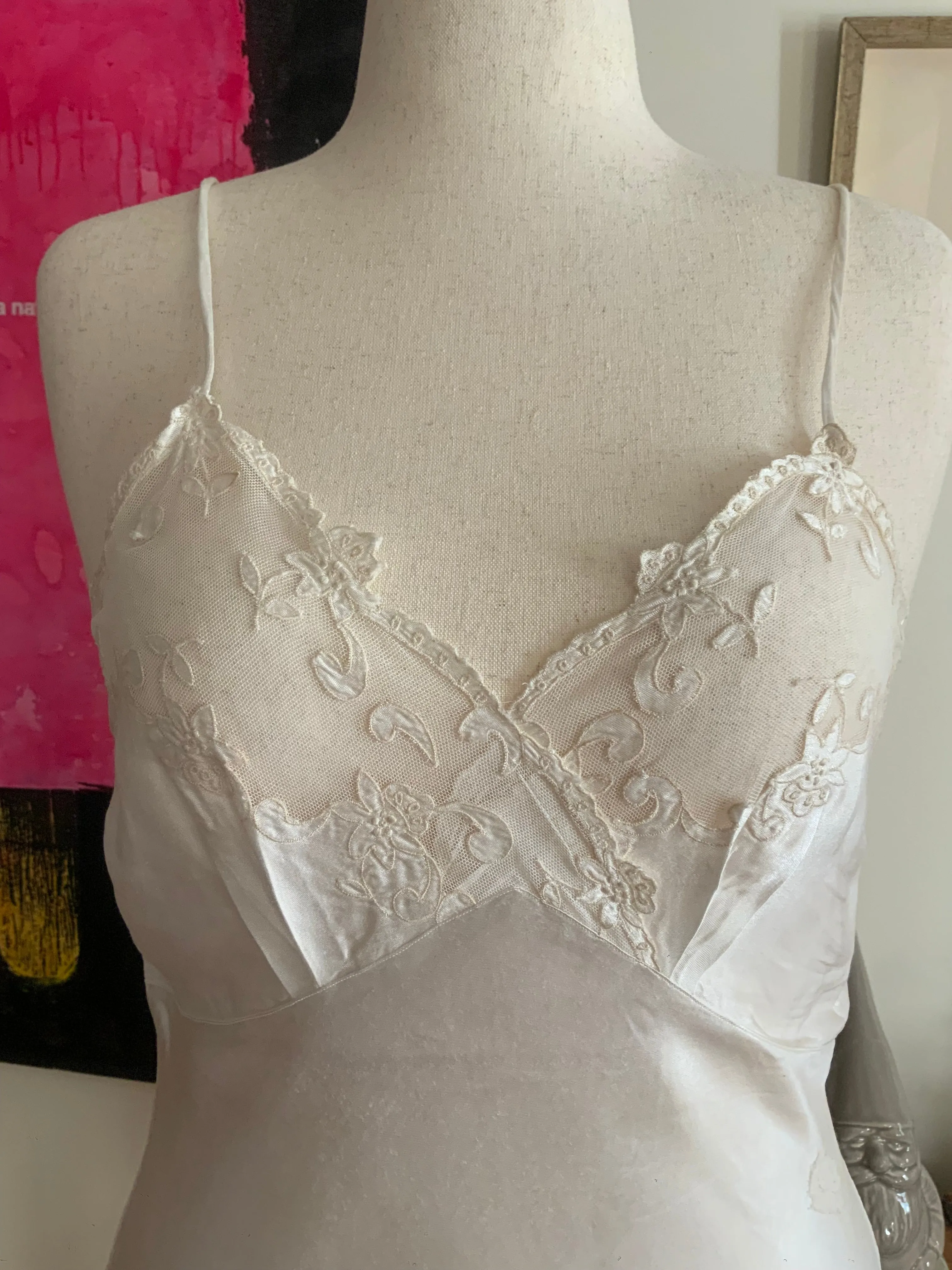 Satin Slip Dress - 70s - 70F