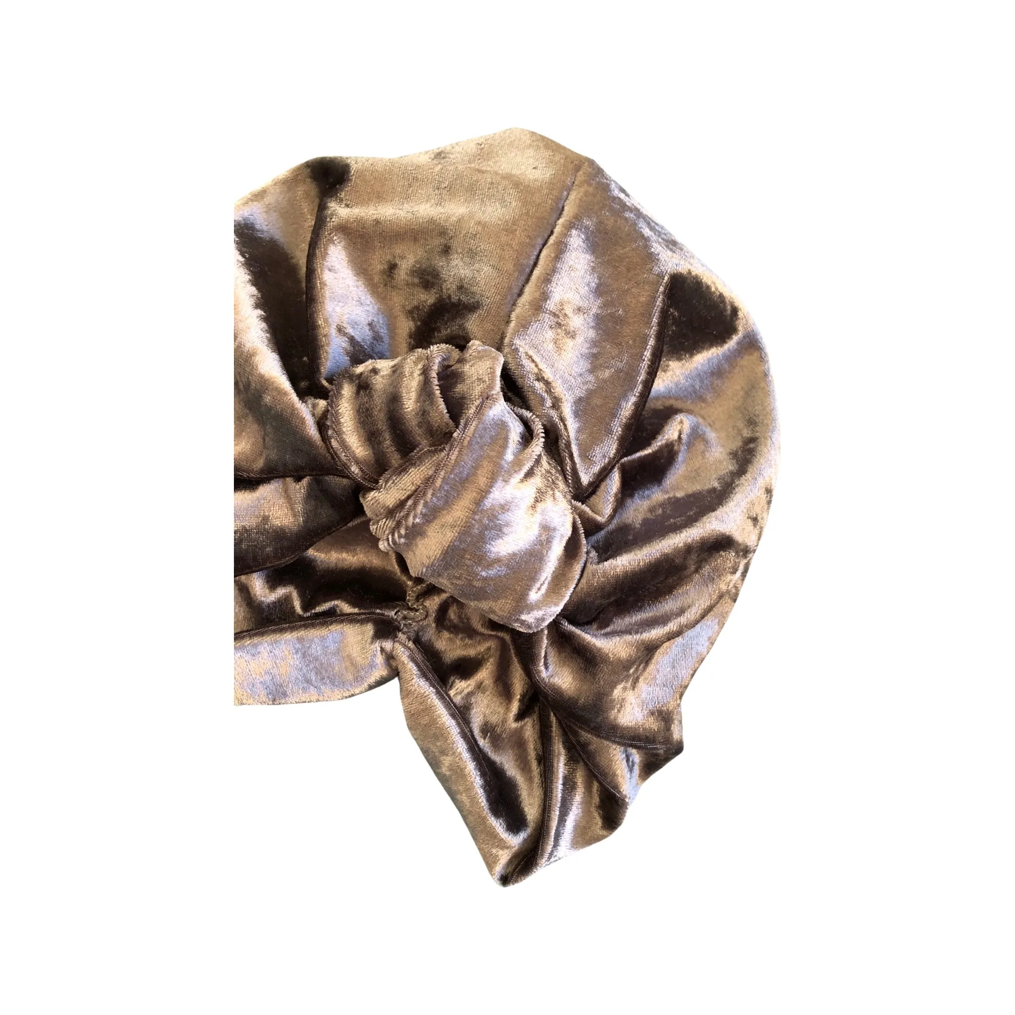 Silver Grey Front Knot Full Velvet Turban Hat for Women
