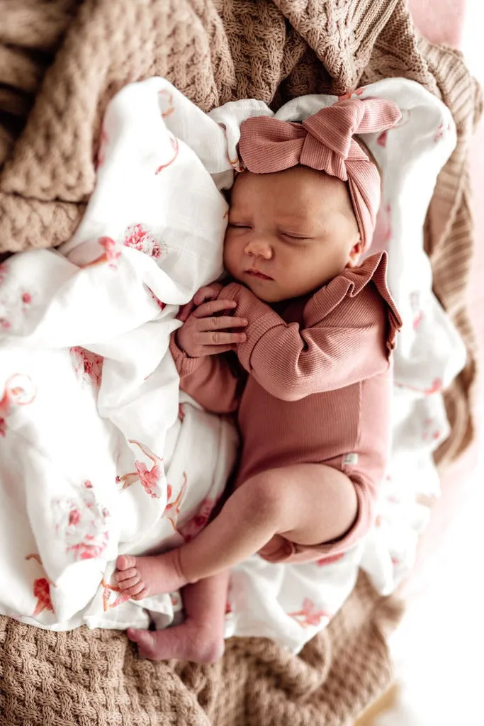 Snuggle Hunny Organic Ribbed Long Sleeve Bodysuit - Rose