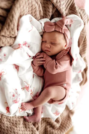 Snuggle Hunny Organic Ribbed Long Sleeve Bodysuit - Rose