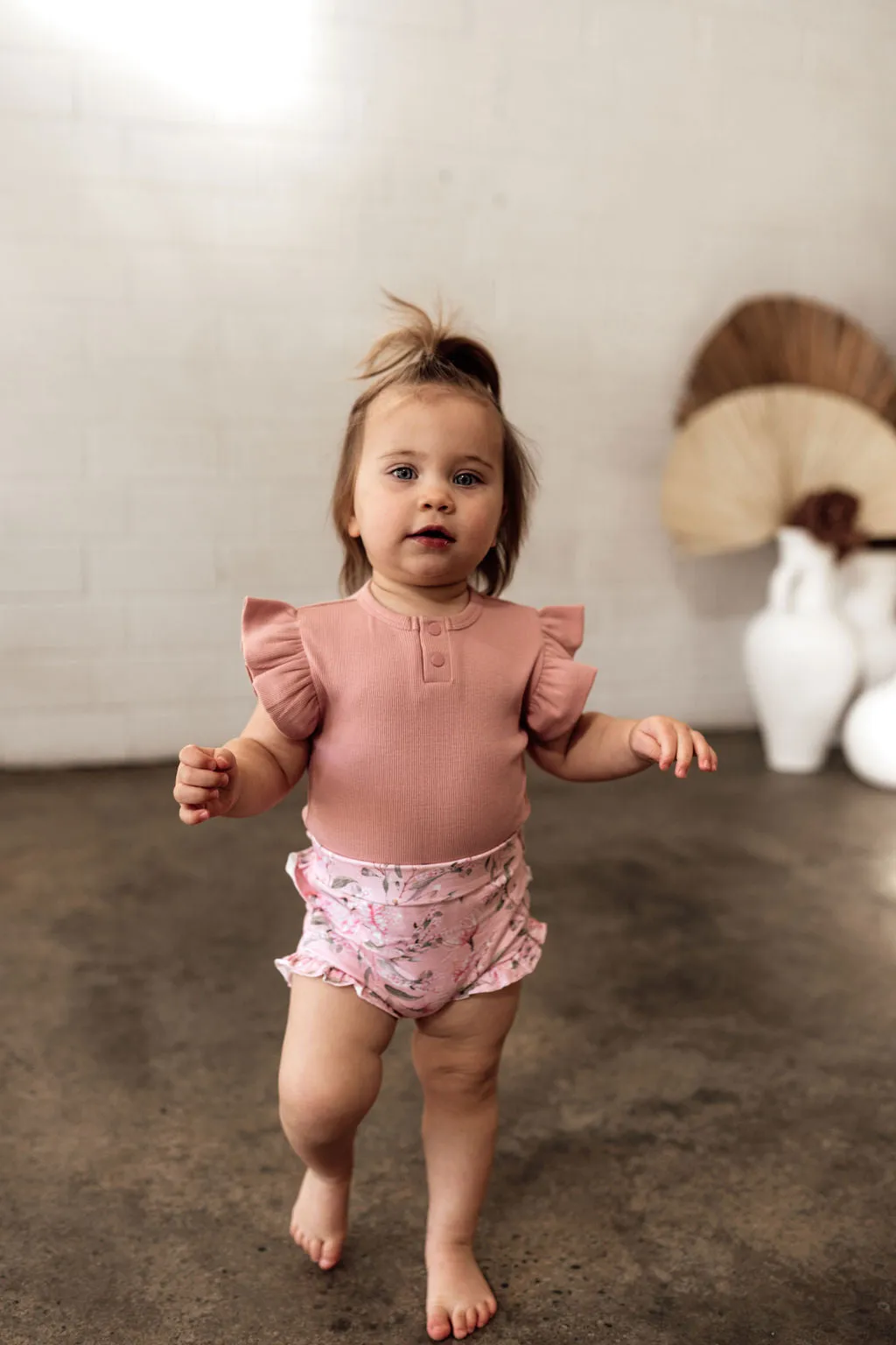 Snuggle Hunny Organic Ribbed Short Sleeve Bodysuit - Rose