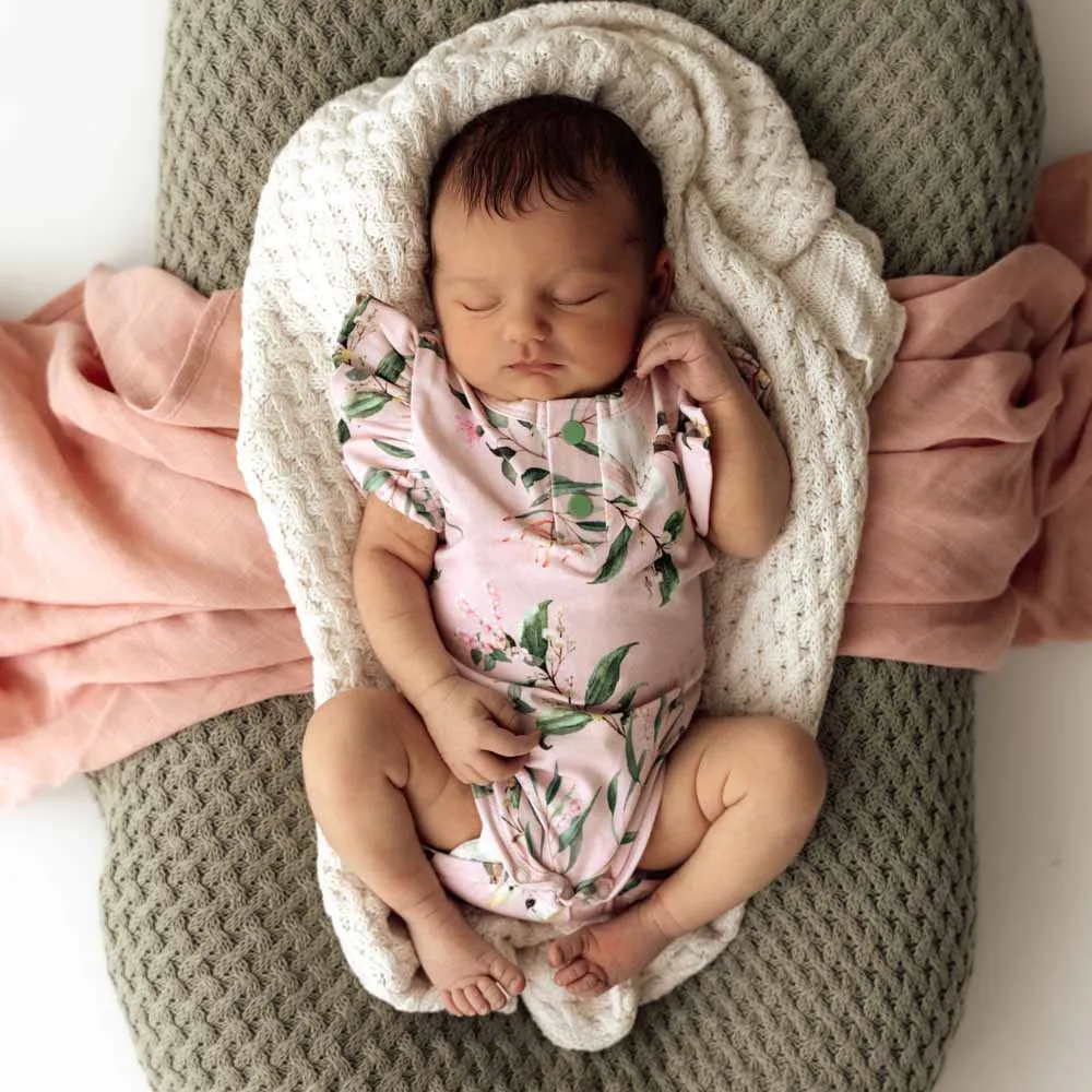 Snuggle Hunny Organic Short Sleeve Frill Bodysuit - Cockatoo