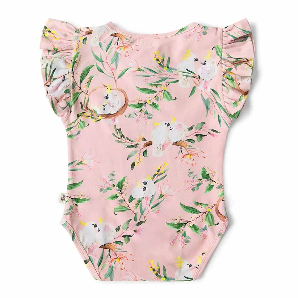 Snuggle Hunny Organic Short Sleeve Frill Bodysuit - Cockatoo