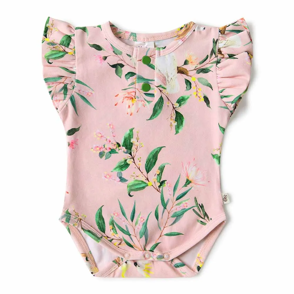 Snuggle Hunny Organic Short Sleeve Frill Bodysuit - Cockatoo