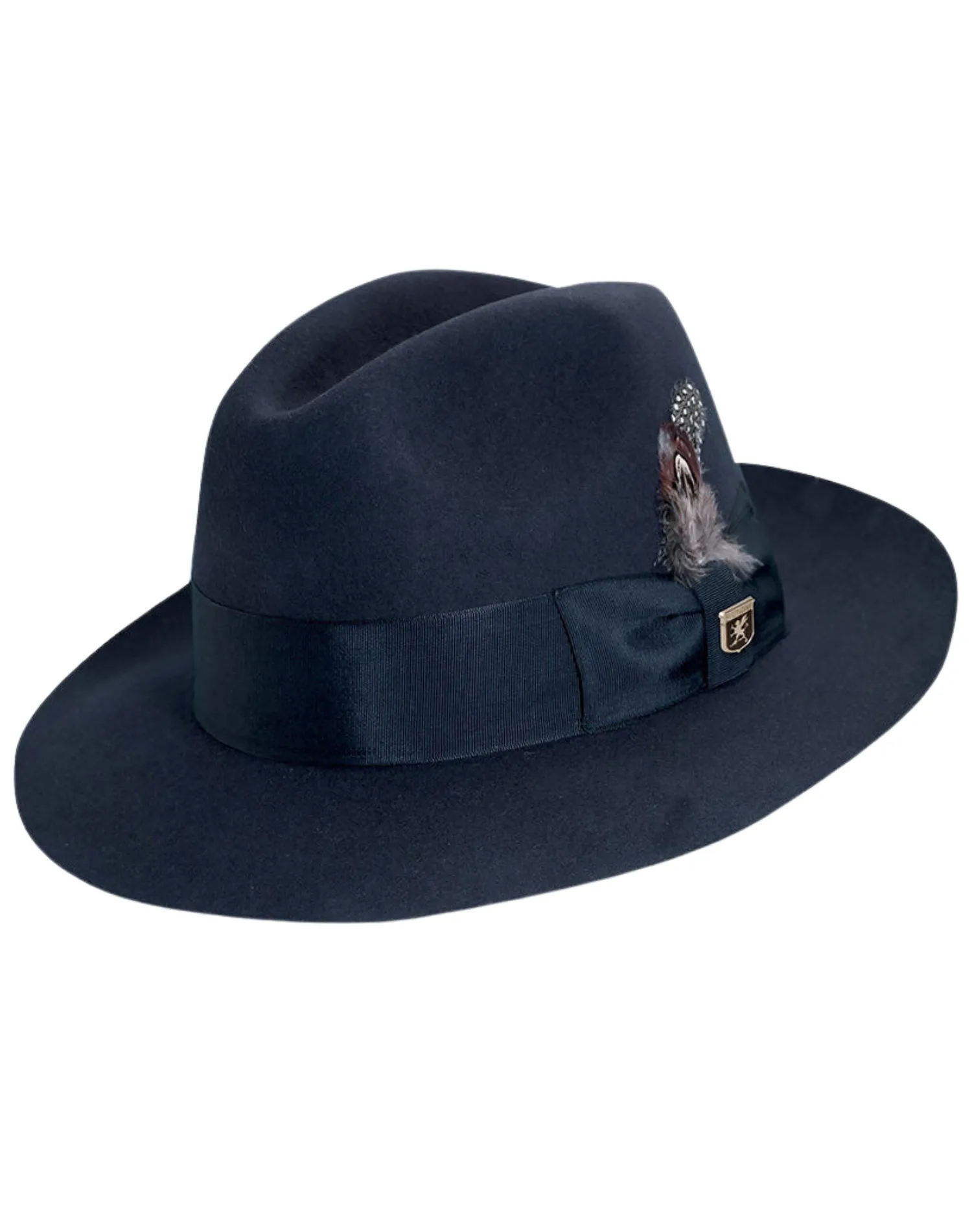 Stacy Adams Wool Felt Cleveland Fedora - Navy Blue