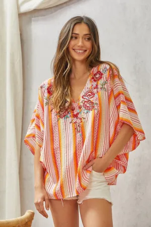 Sunrise emroidered poncho blouse 1x- 3x * on sale *