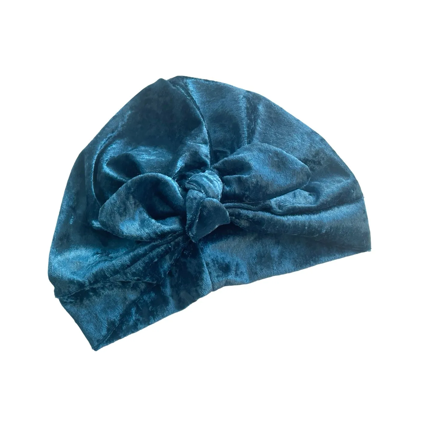 Teal Velvet Retro Style Cosy Bow Turban
