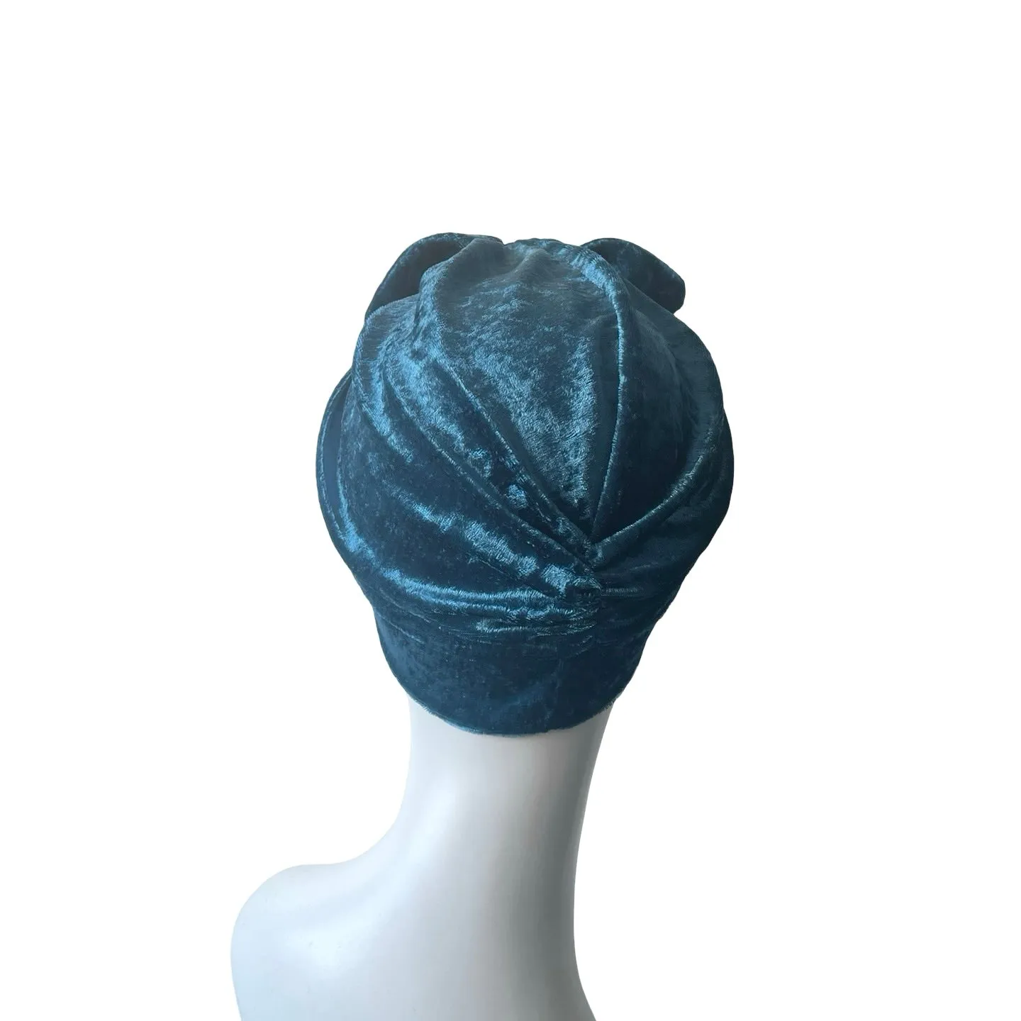 Teal Velvet Retro Style Cosy Bow Turban