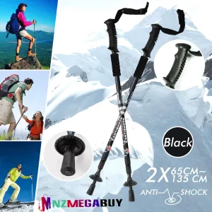 TREKKING POLES WALKING HIKING POLES 2 PCS - Black